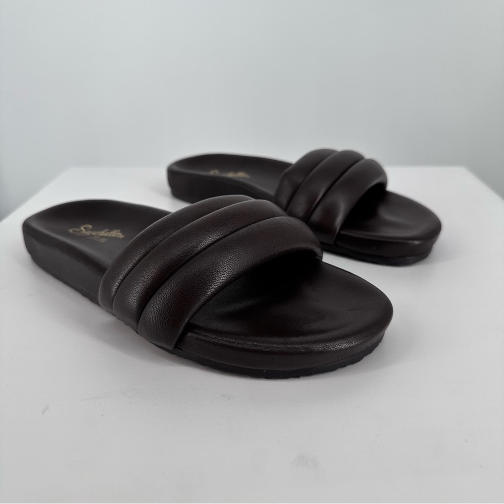 Seychelles Low Key Slide Sandal size 6 Dark Brown Slip On Tubular Round Toe